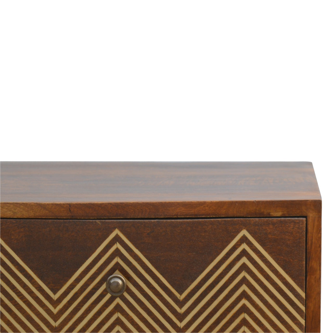 3 Drawer Brass Chevron Nightsand