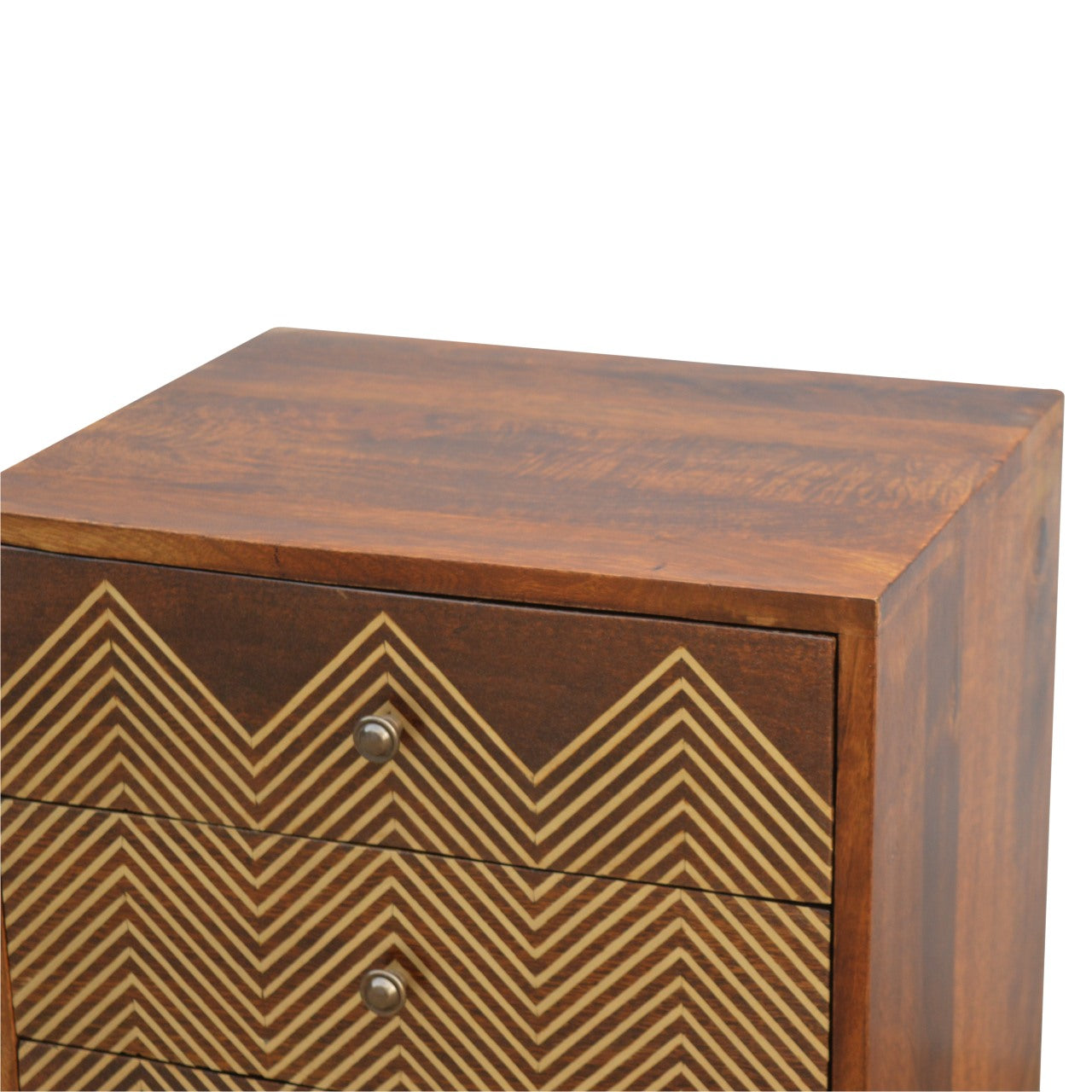 3 Drawer Brass Chevron Nightsand