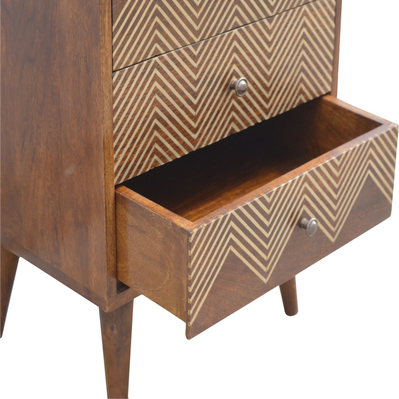 3 Drawer Brass Chevron Nightsand