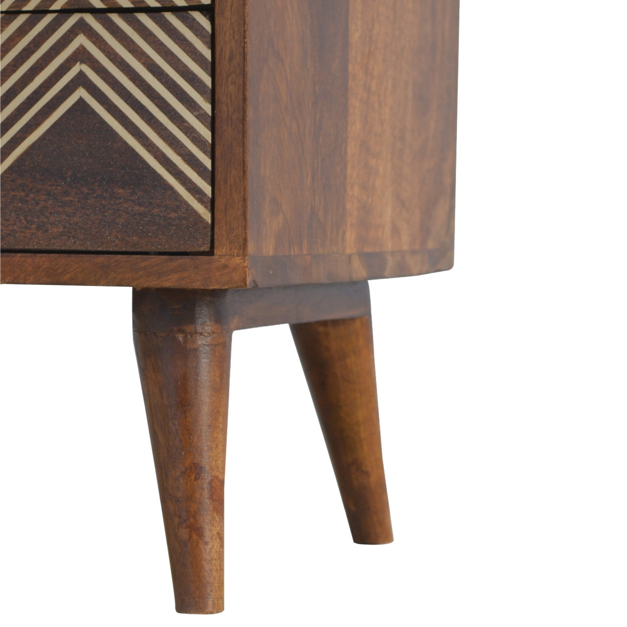 3 Drawer Brass Chevron Nightsand