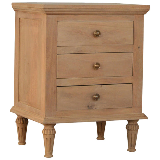 3 Drawer Mango Wood Nightsand Table